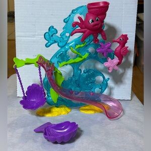 Kid’s Bathtub Toys: Water Playset, Storage Pocket w Suction Hooks, 2 Story Bks,